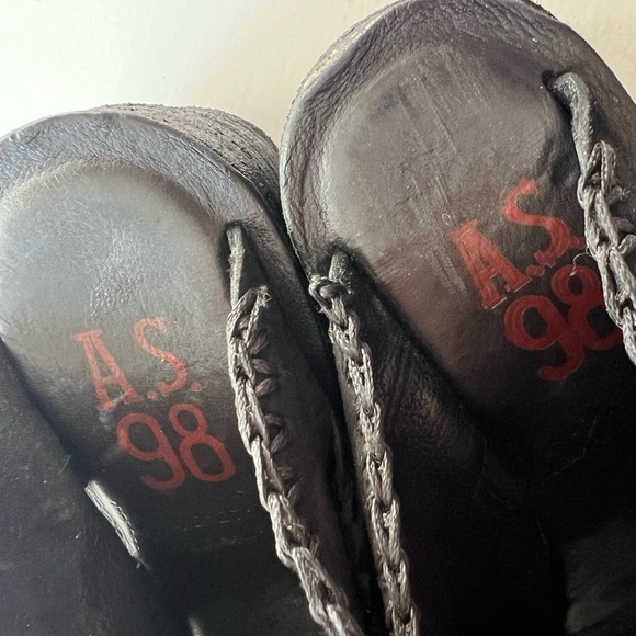 A.S. 98 Nelson Black Suede Leather Platform Wedge Sandals Shoes - 39 / 8.5 - Picture 5 of 6